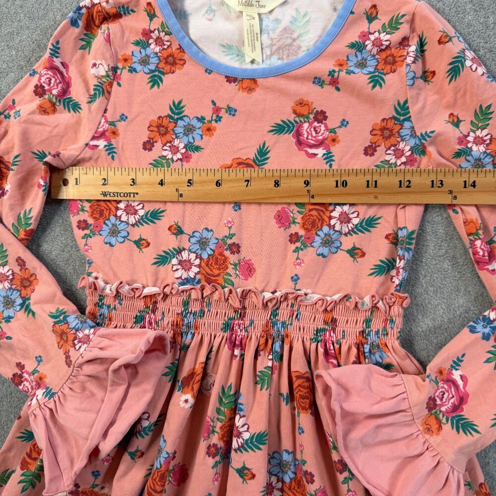 Matilda Jane Girls Size 10 Lots to Learn Dress Pink Floral Ruffle Elastic Waist - Picture 9 of 11